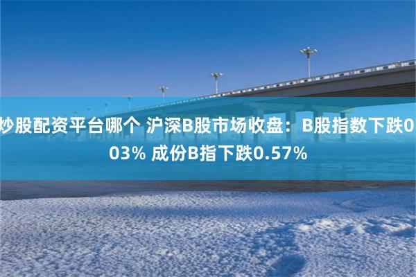 炒股配资平台哪个 沪深B股市场收盘：B股指数下跌0.03% 成份B指下跌0.57%